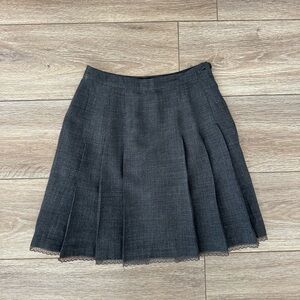 EMCEE Korean Brand Classic Pleated Charcoal Skater Skirt with Side Zipper